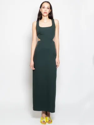 Long Dress with Cut Out Hips Bottle Green