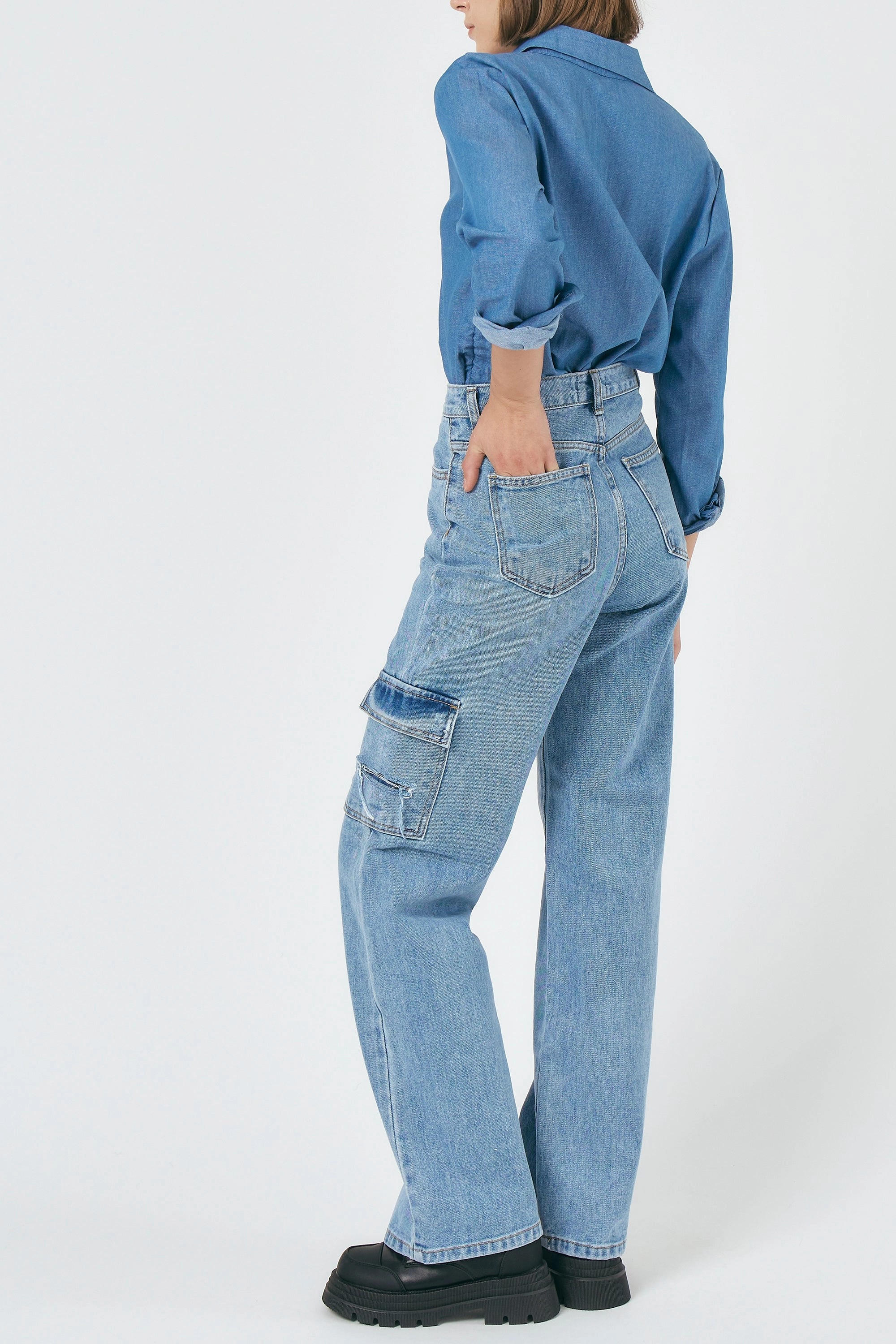 Luna Ruched Denim Shirt