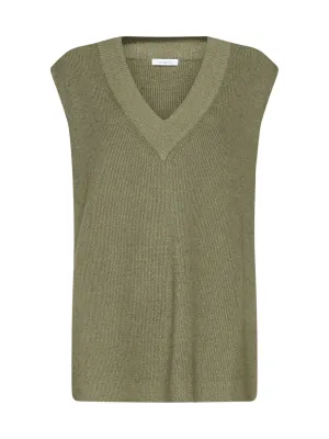 Malo V-Neck Ribbed Edge Knitted Top