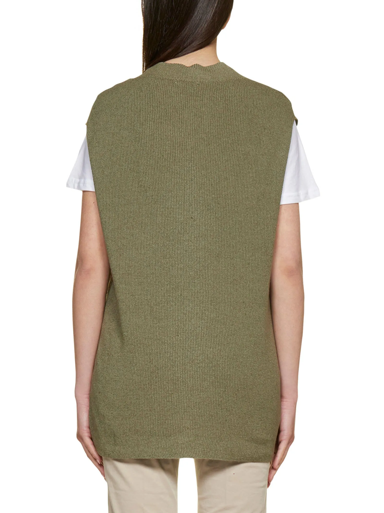 Malo V-Neck Ribbed Edge Knitted Top