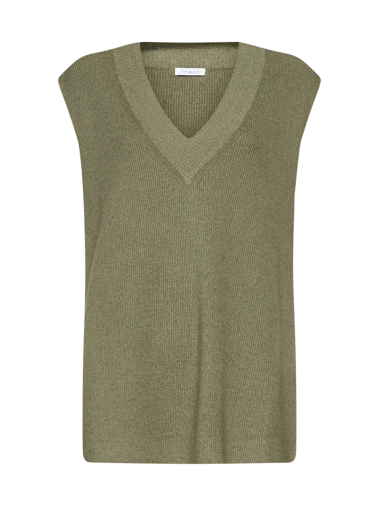 Malo V-Neck Ribbed Edge Knitted Top