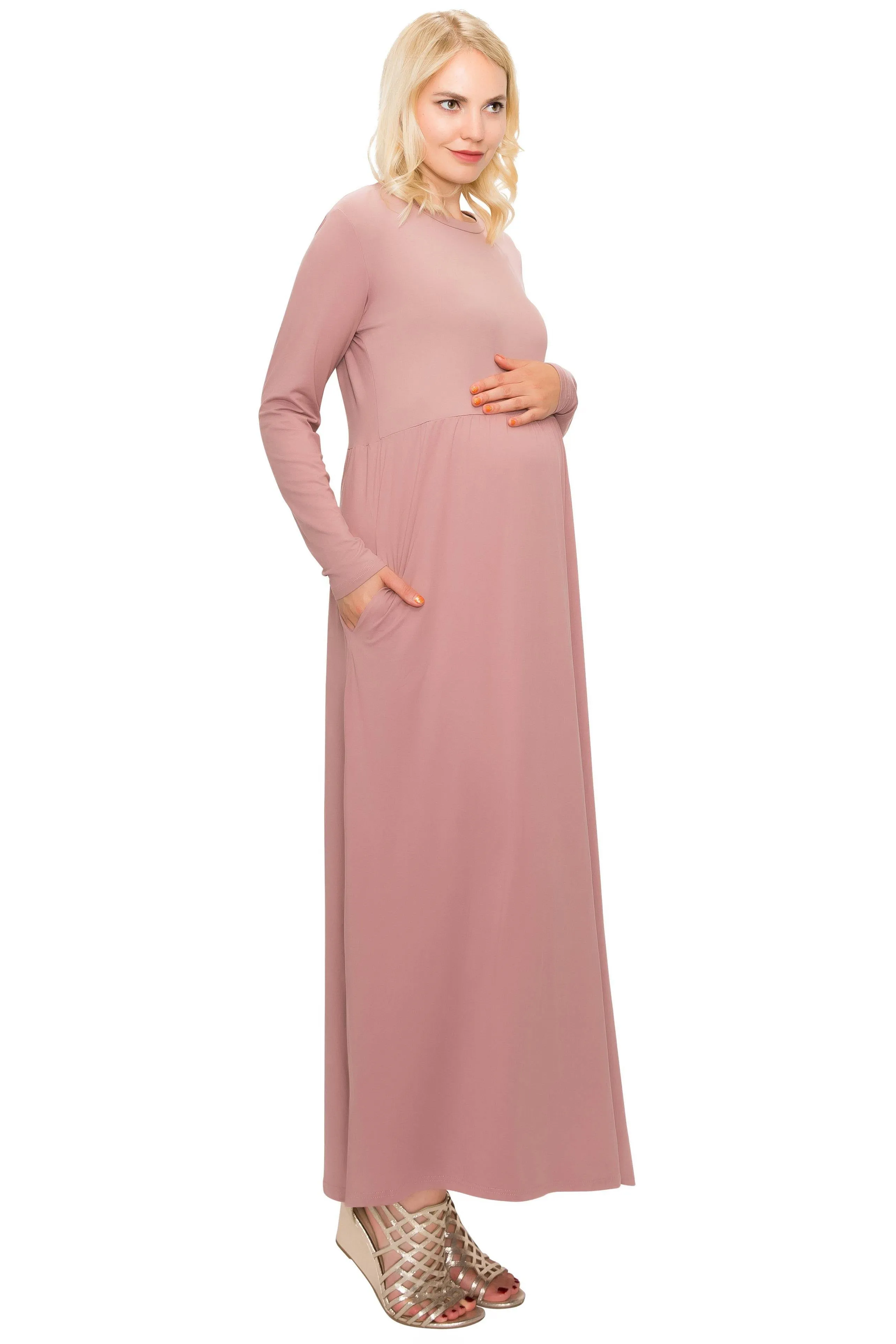 Maternity Maxi Dress -Long Sleeve Maternity Dress