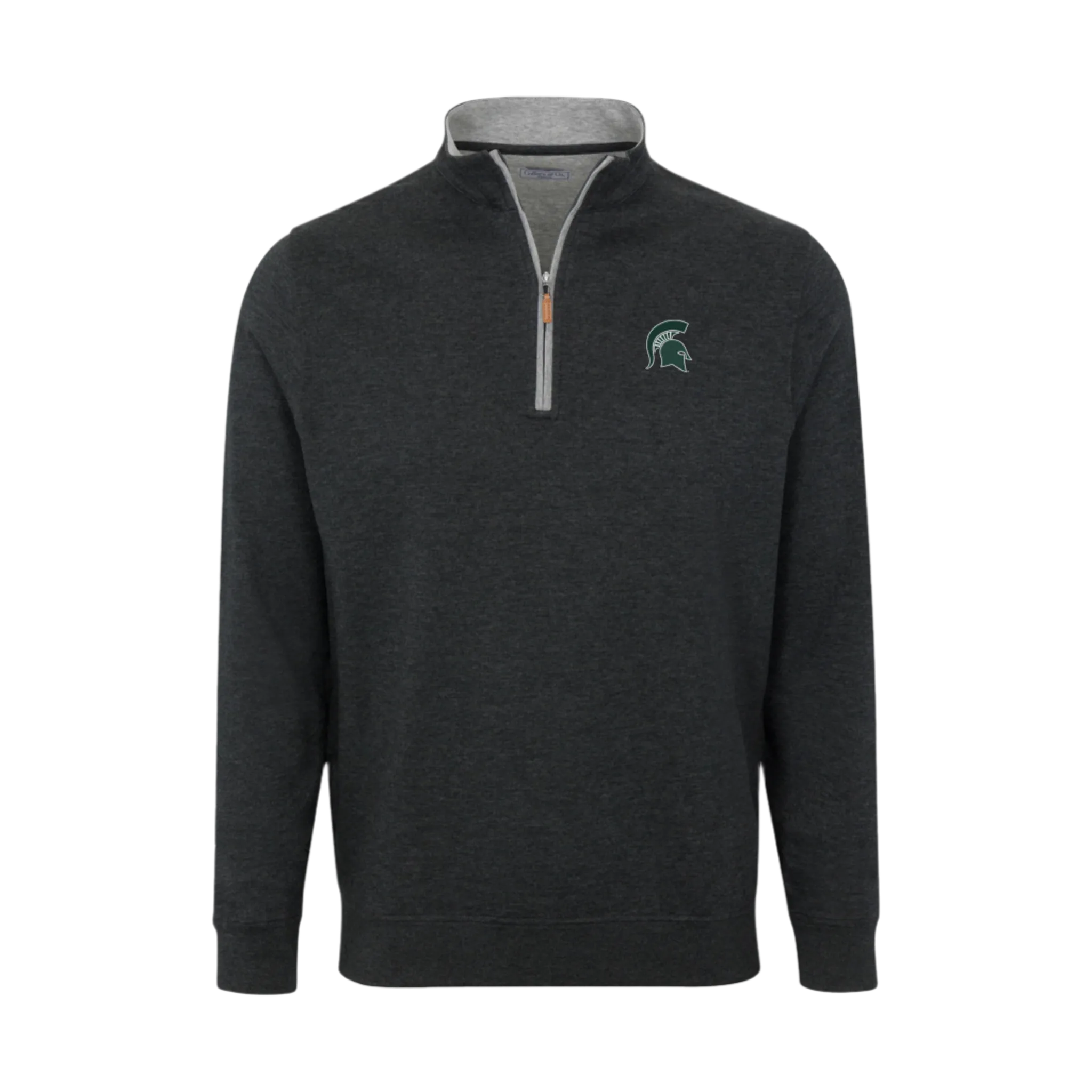 Michigan State Charcoal Heather Cloud Cotton Quarter Zip Pullover