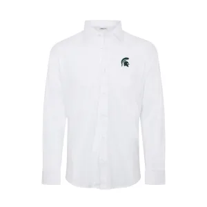 Michigan State Quattro Flex Dress Shirt with Semi-Spread Collar White