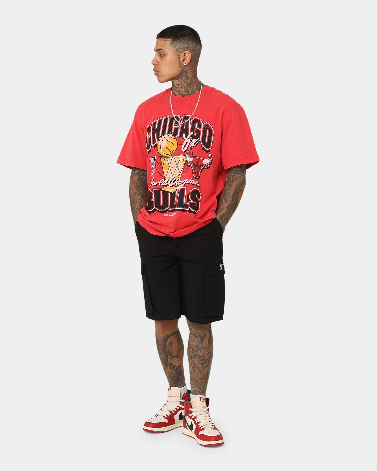 Mitchell & Ness Chicago Bulls Champion History Vintage T-Shirt Faded Red
