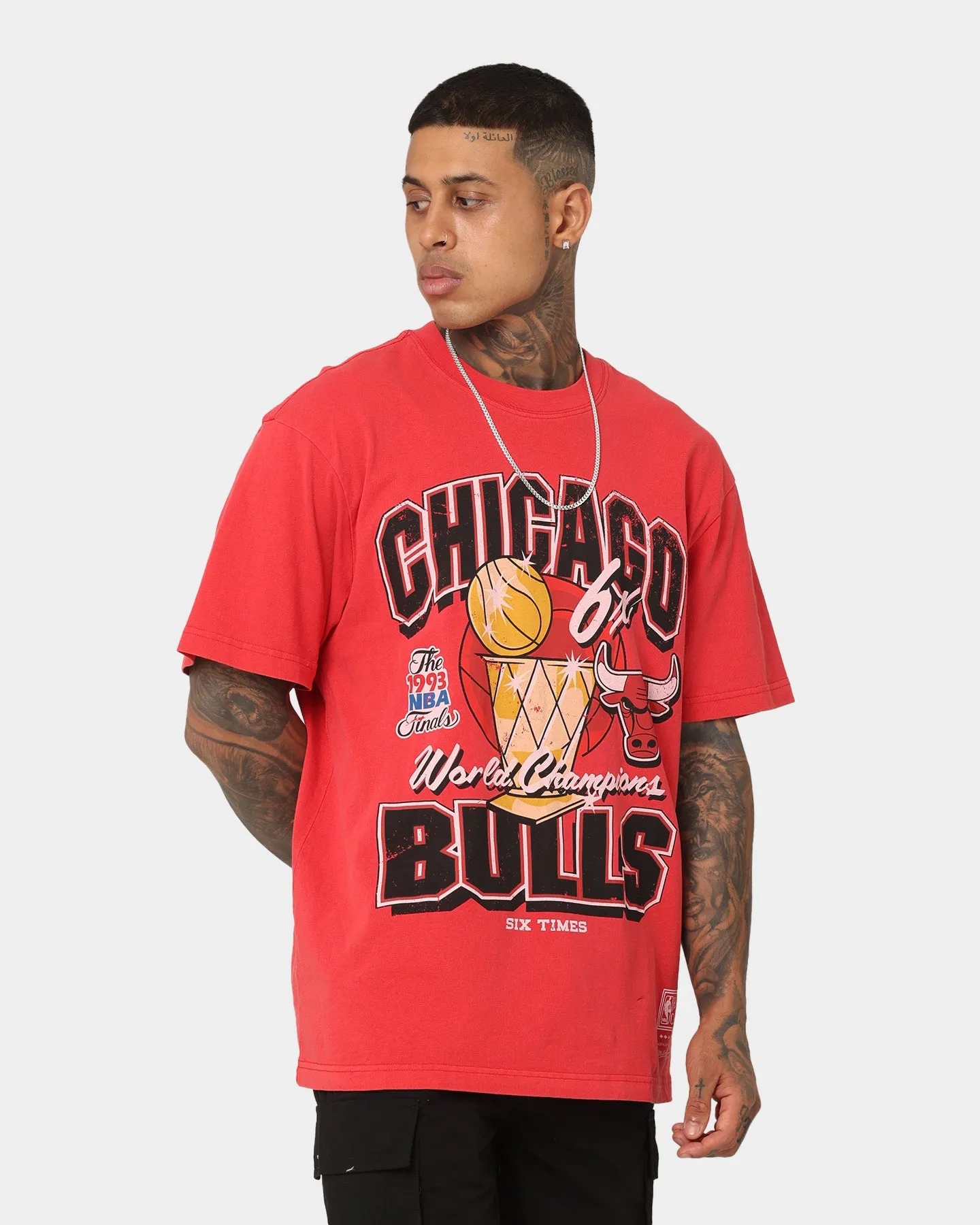 Mitchell & Ness Chicago Bulls Champion History Vintage T-Shirt Faded Red