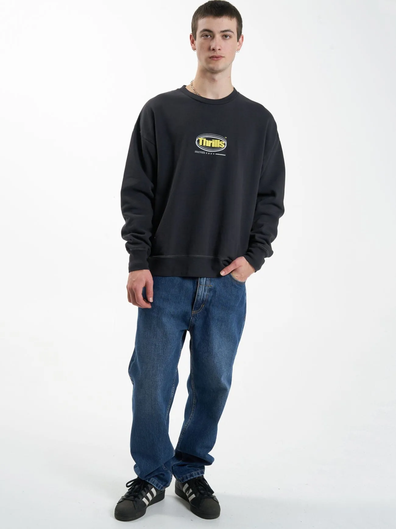 Modern Spiritualism Slouch Fit Crew - Washed Black