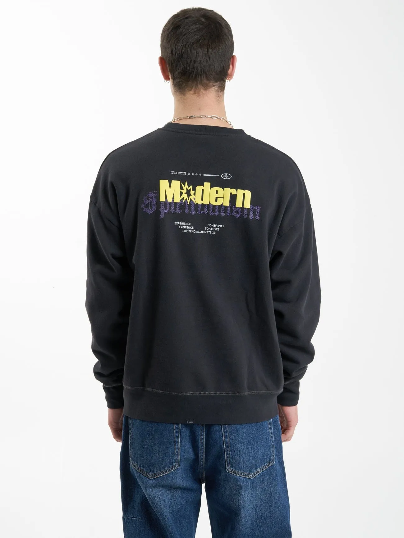 Modern Spiritualism Slouch Fit Crew - Washed Black