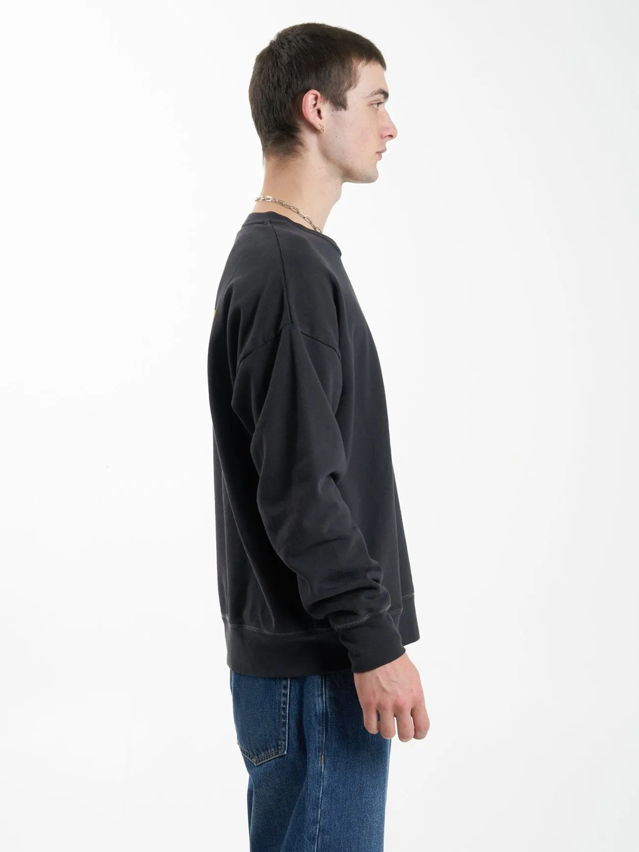 Modern Spiritualism Slouch Fit Crew - Washed Black