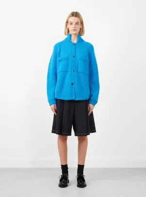 Mohair & Baby Alpaca Polo Jacket Ceruleo