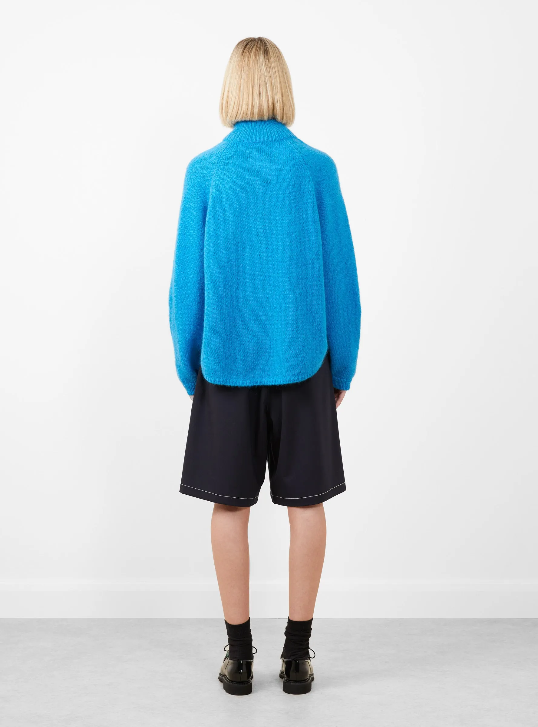 Mohair & Baby Alpaca Polo Jacket Ceruleo