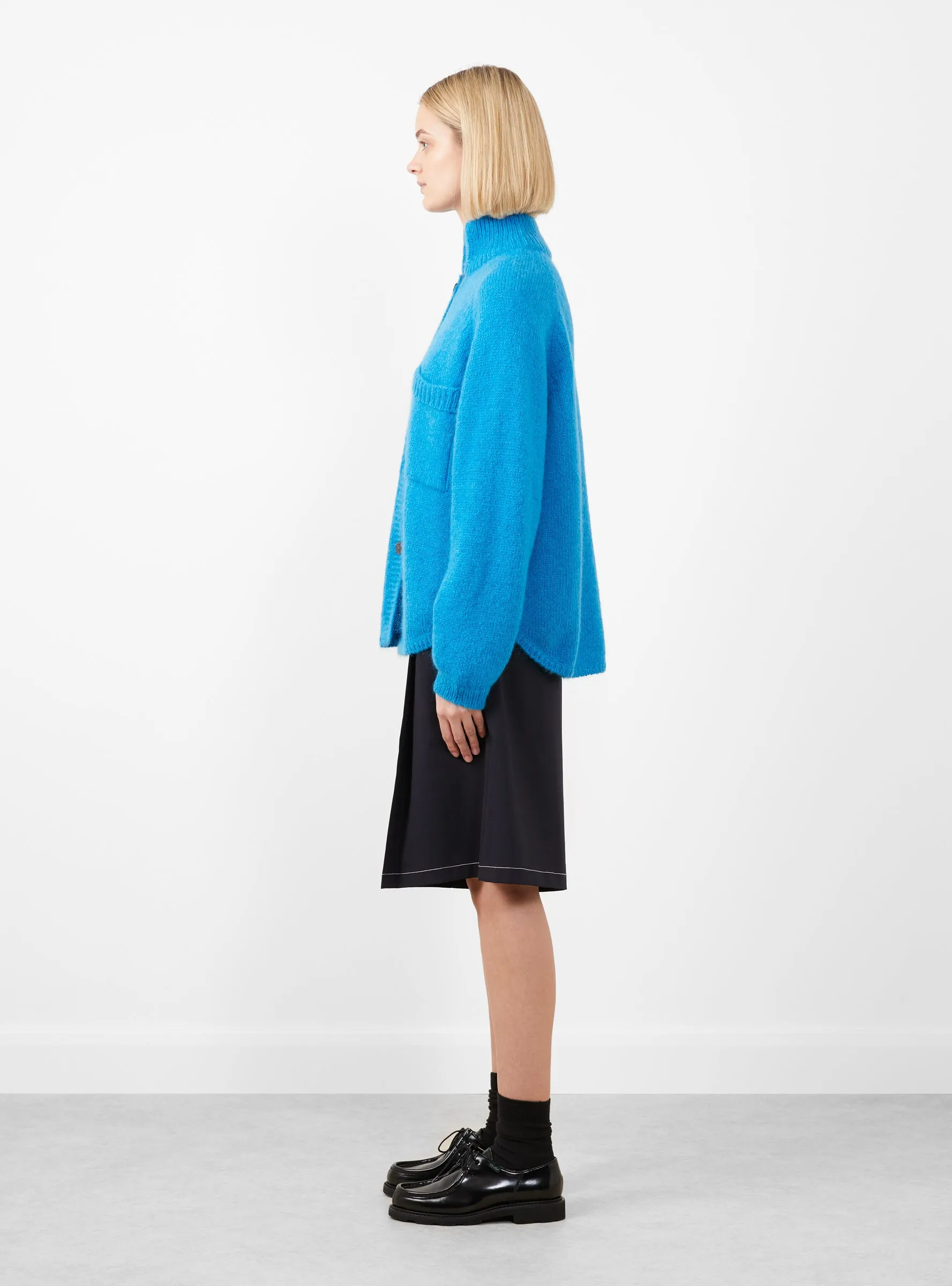 Mohair & Baby Alpaca Polo Jacket Ceruleo