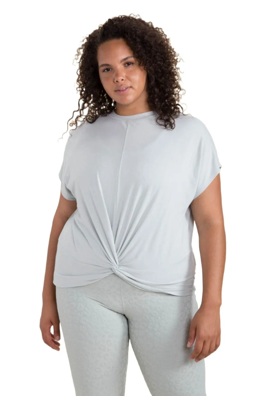 Mono B Crop Twisted Front Short Sleeve Tee KT11792 and Plus