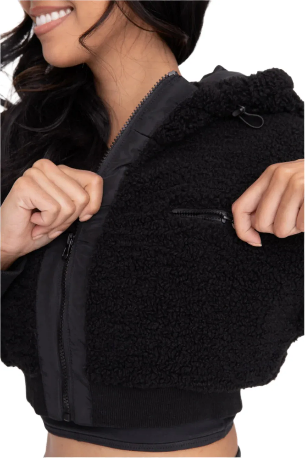 Mono B Cropped Sherpa Jacket KJ-A09110