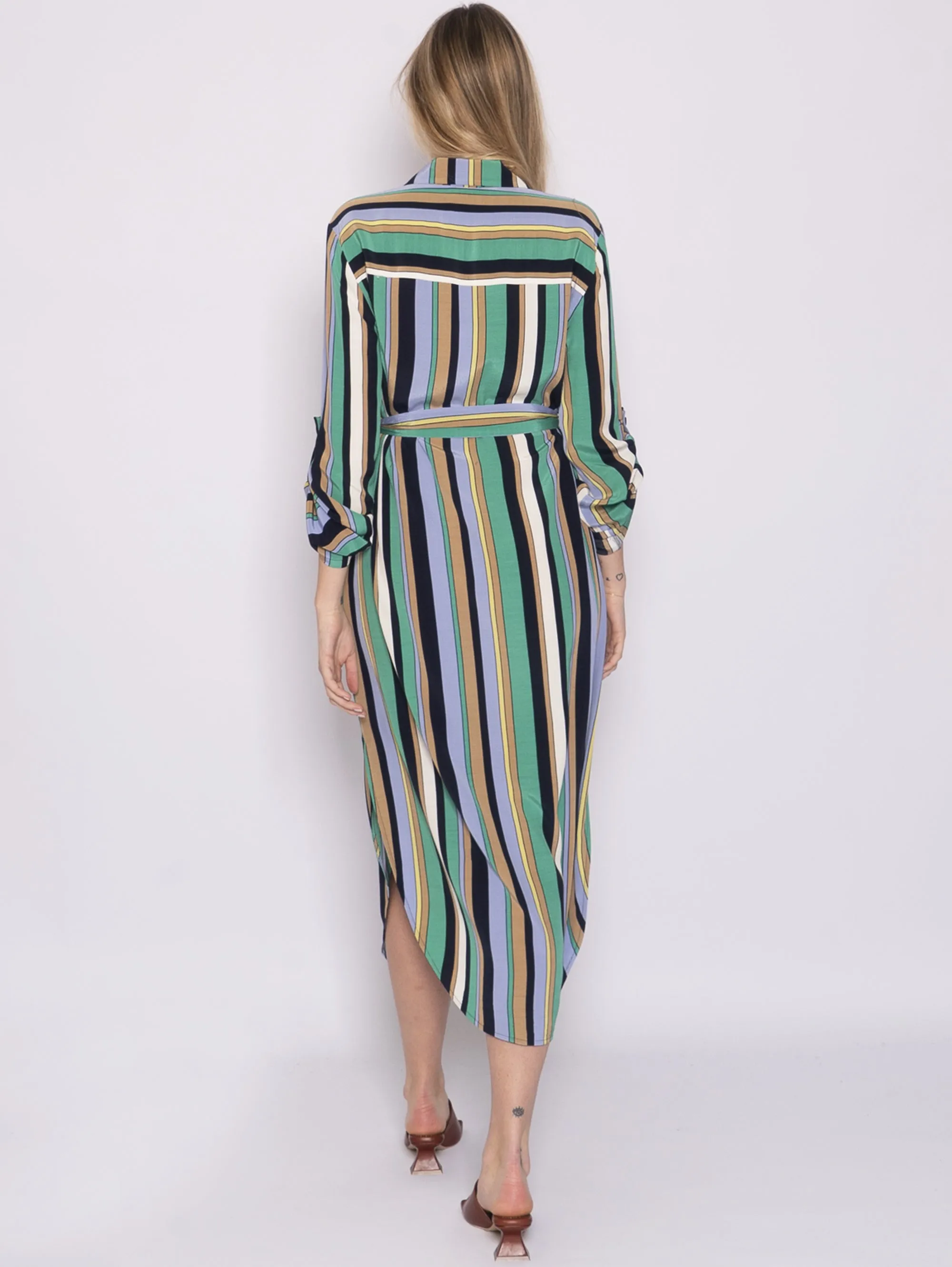 Multicolor Striped Chemisier Dress