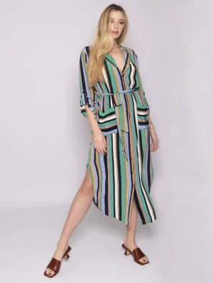 Multicolor Striped Chemisier Dress