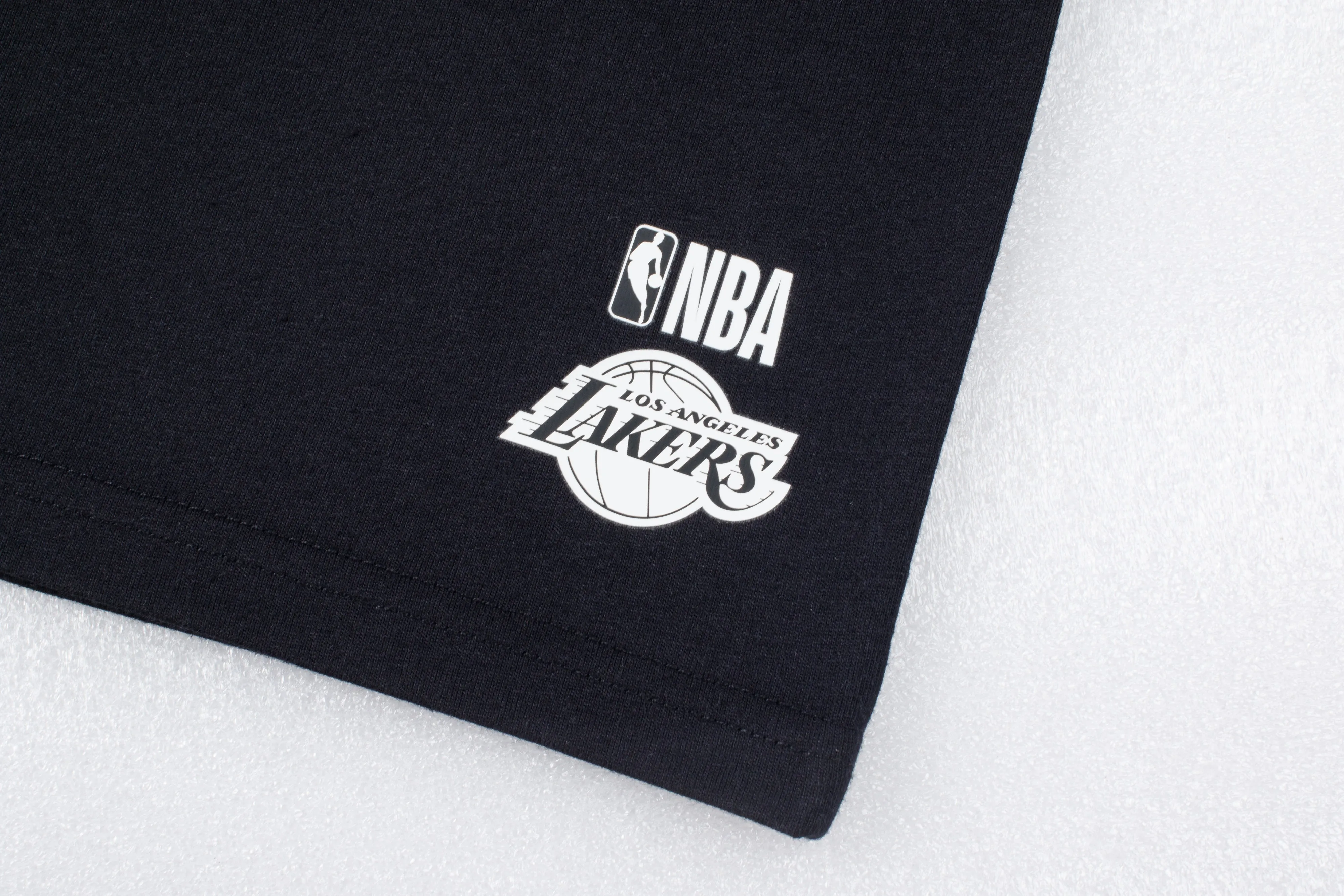 NBA Wordmark Embroidery Boxy Fit Cropped Top - BLACK LAKERS