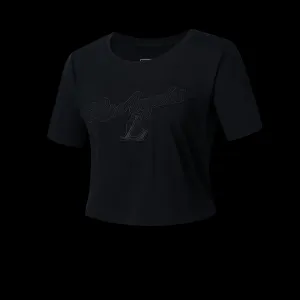NBA Wordmark Embroidery Boxy Fit Cropped Top - BLACK LAKERS