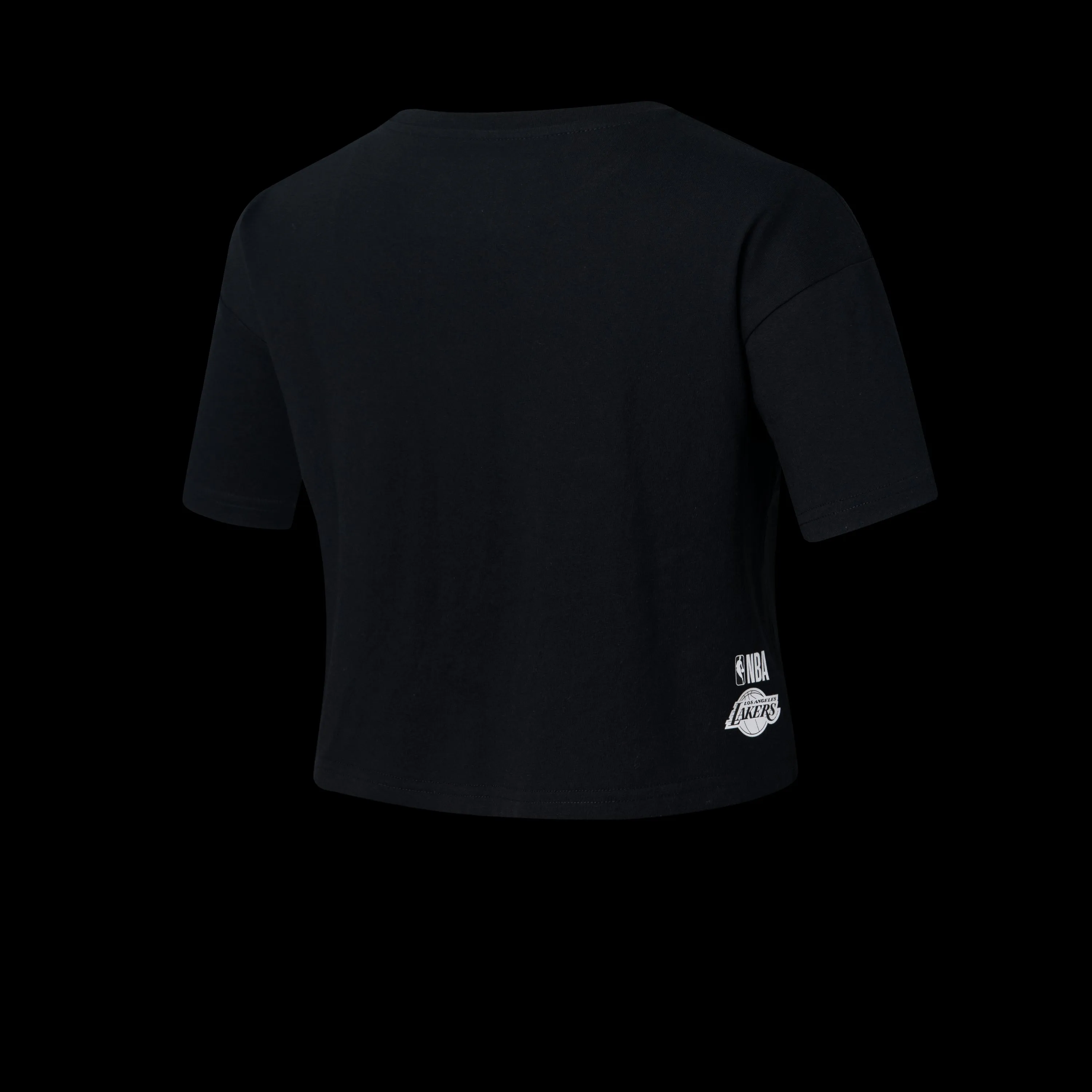 NBA Wordmark Embroidery Boxy Fit Cropped Top - BLACK LAKERS