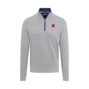 Nebraska Light Grey Heather Cloud Cotton Quarter Zip Pullover