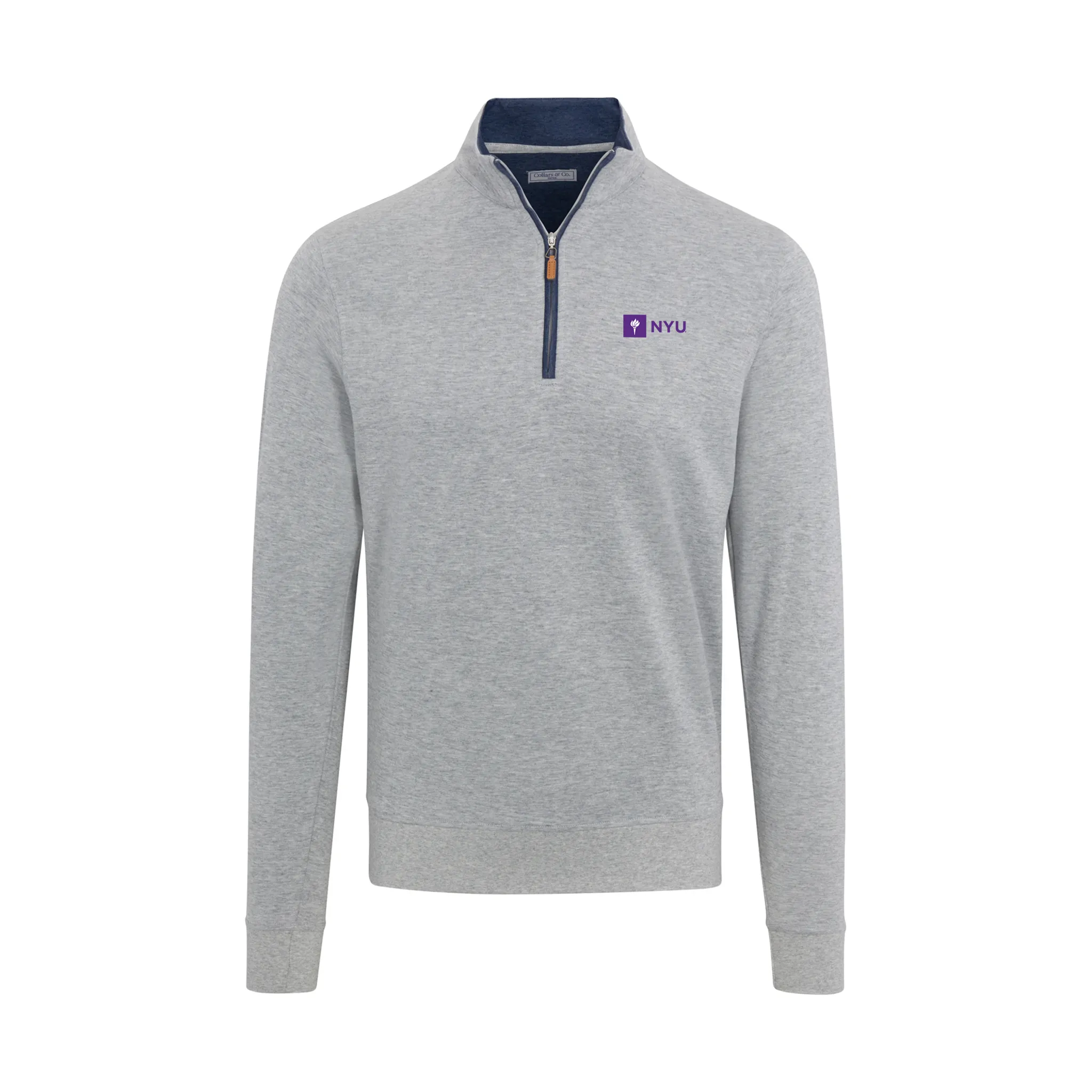 New York University Light Grey Heather Cloud Cotton Quarter Zip Pullover