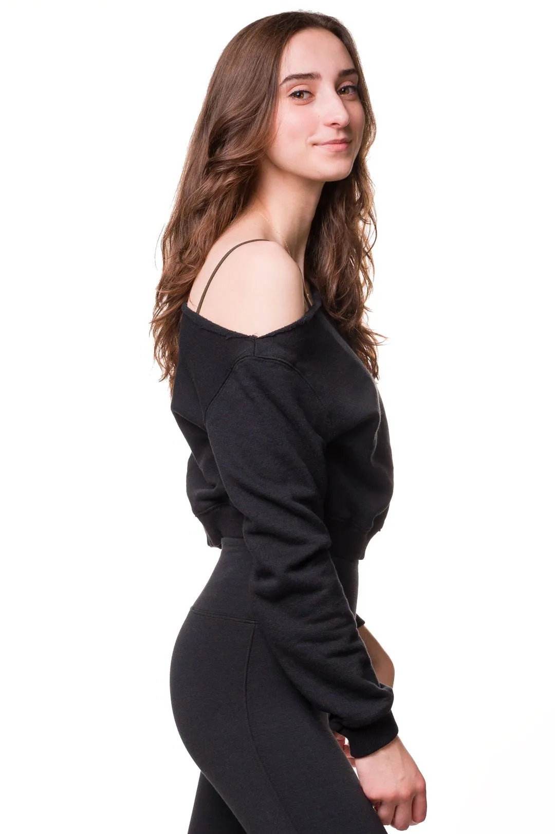 Off the Shoulder Crop Sweatshirt