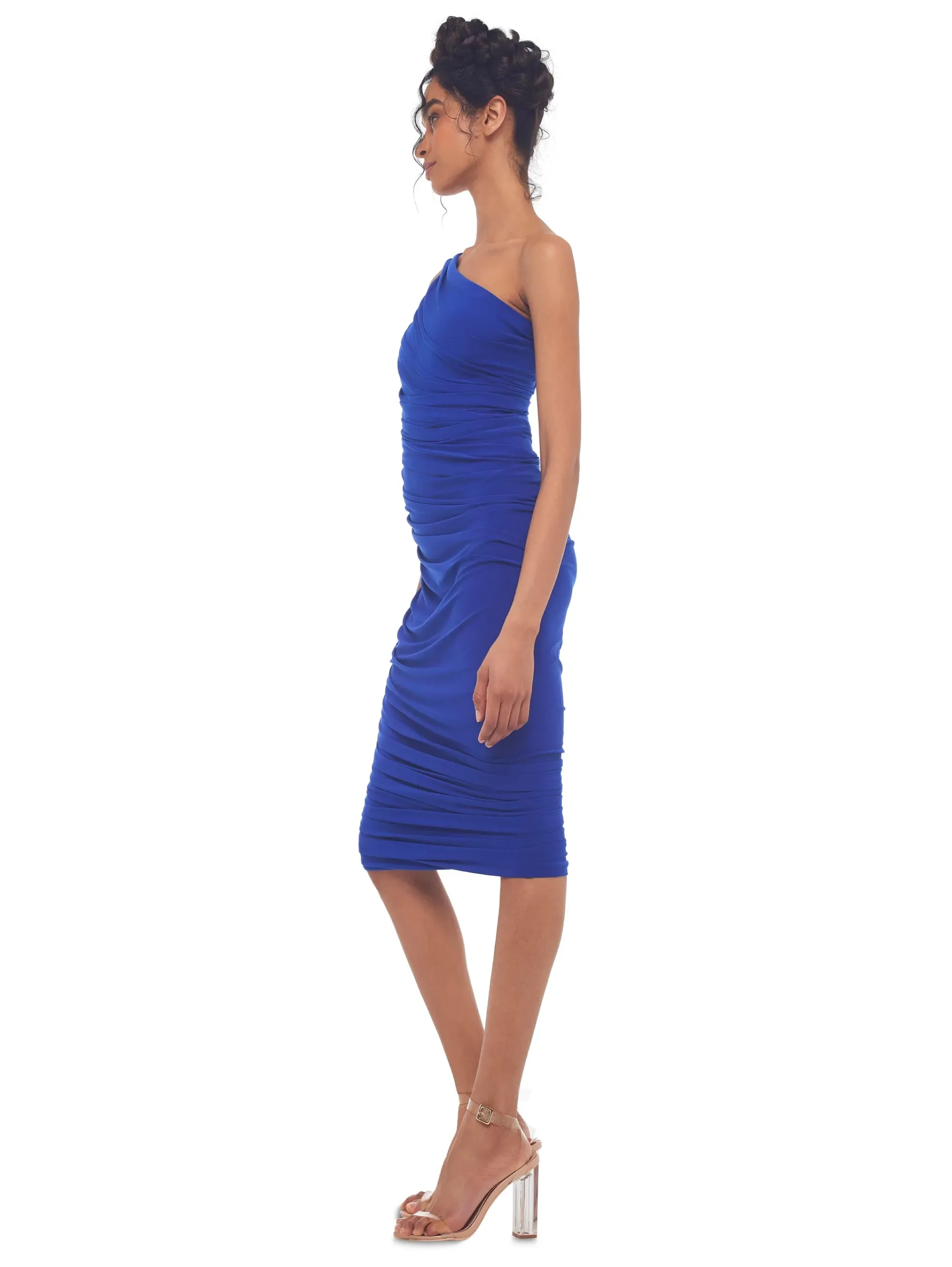 One Shoulder Blue Dress