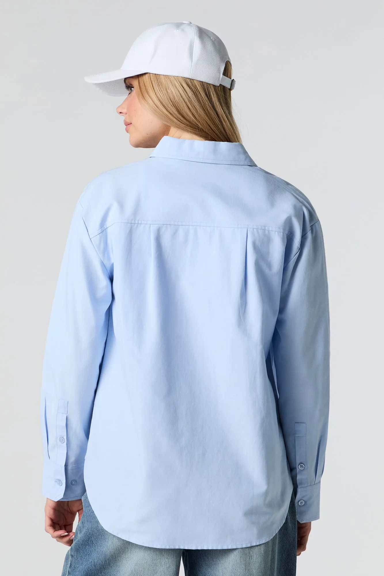 Oversized Long Sleeve Button-Up Top