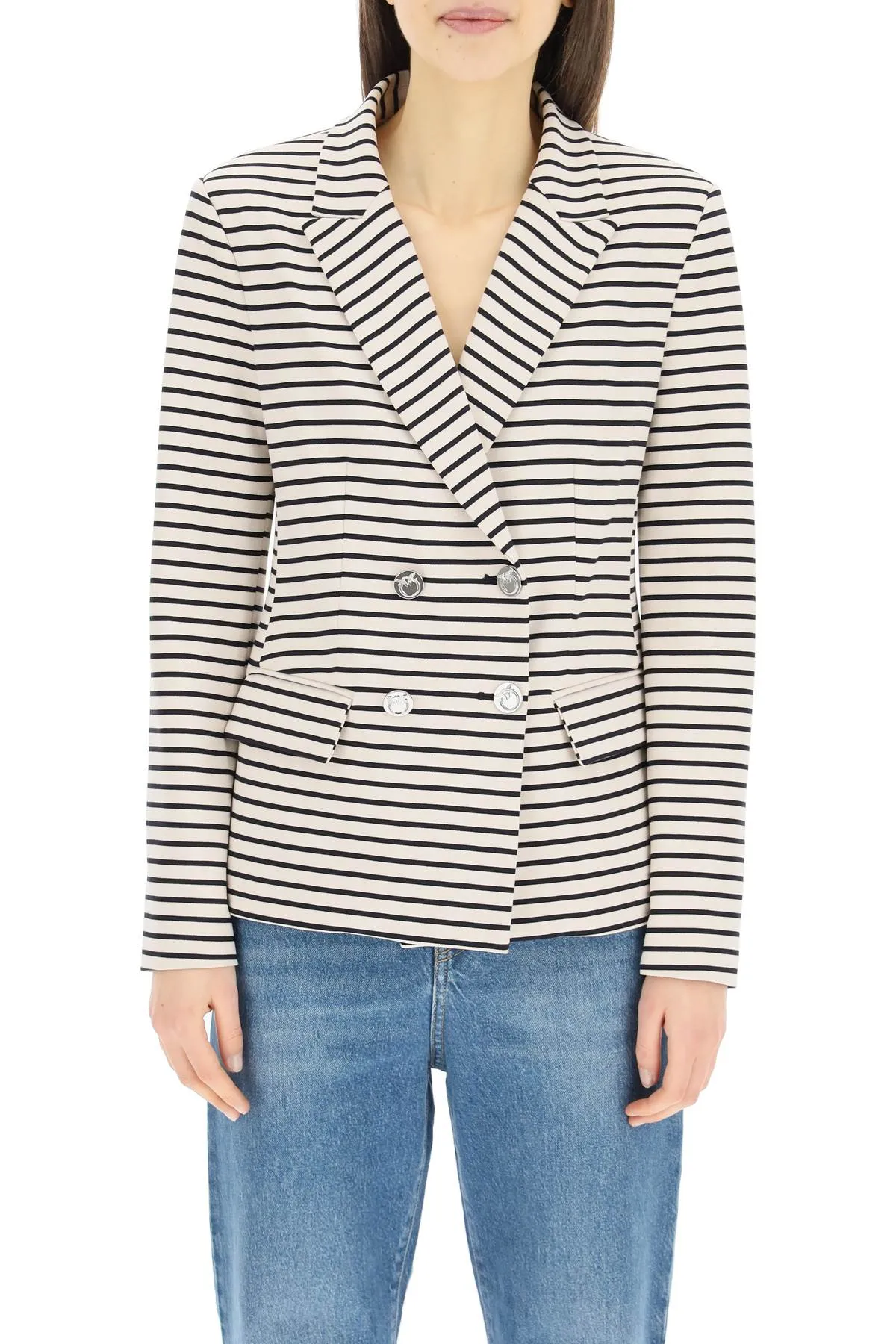 Pinko Double Breasted Horizontal Striped Blazer
