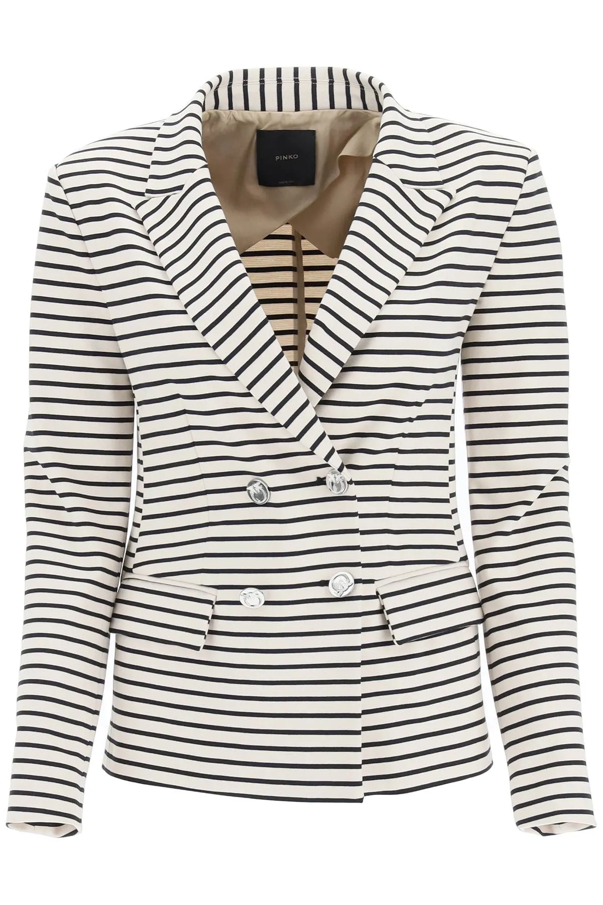 Pinko Double Breasted Horizontal Striped Blazer