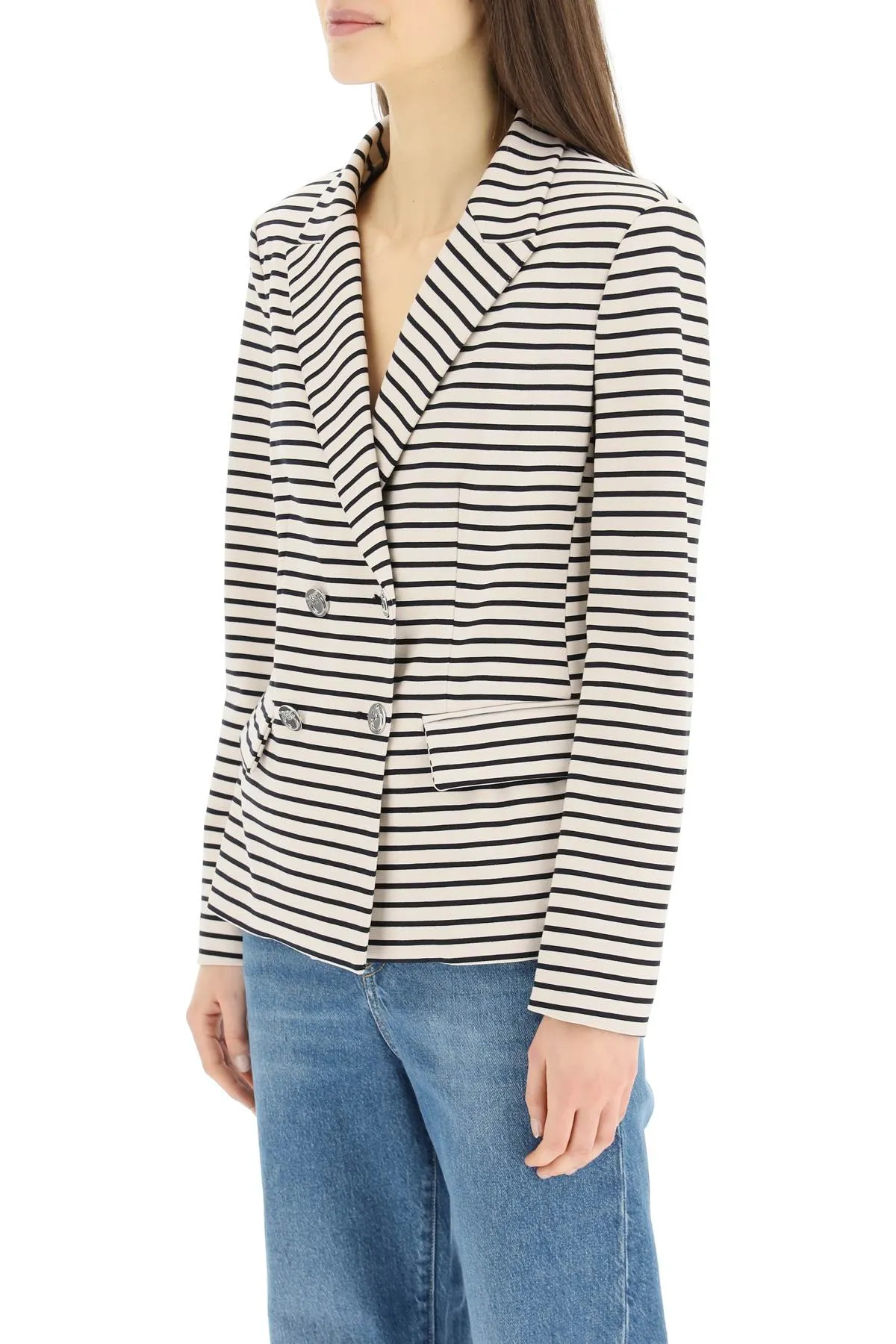 Pinko Double Breasted Horizontal Striped Blazer