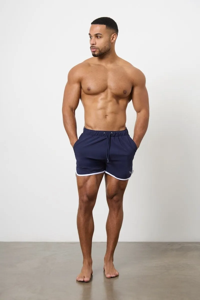 Piped Swim Short in Navy