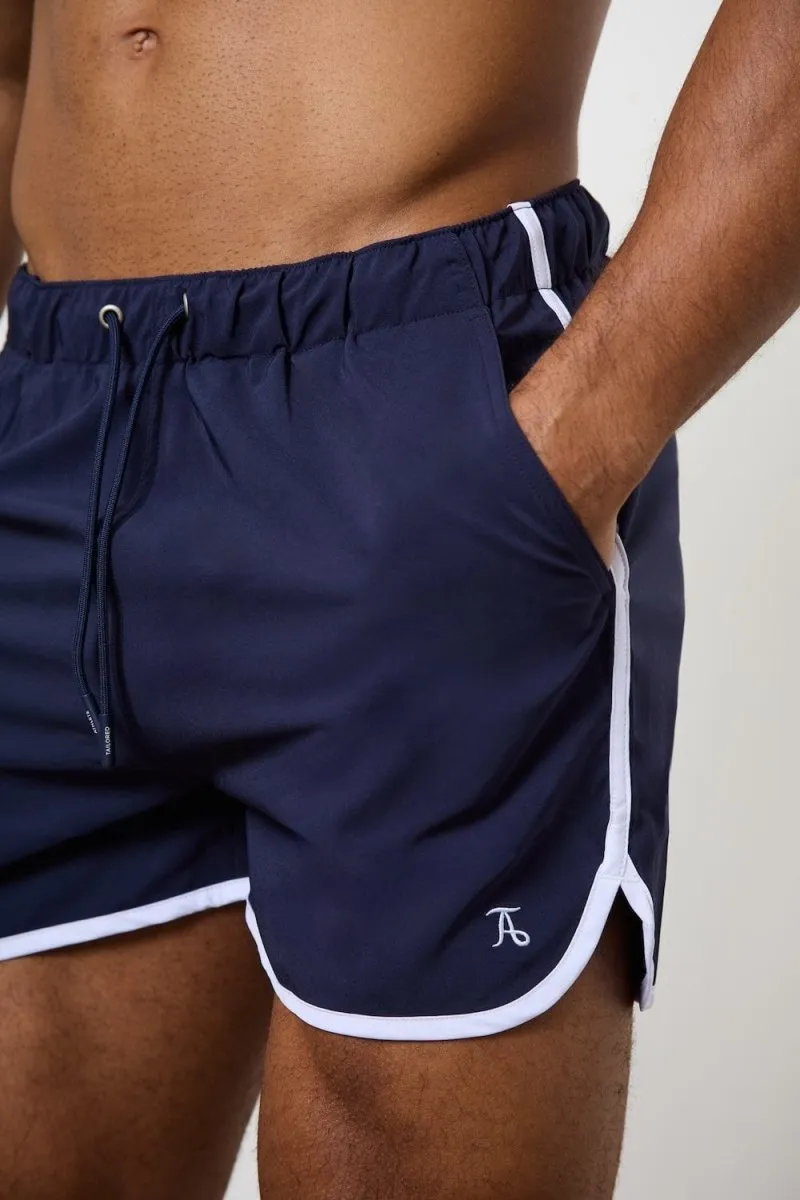 Piped Swim Short in Navy