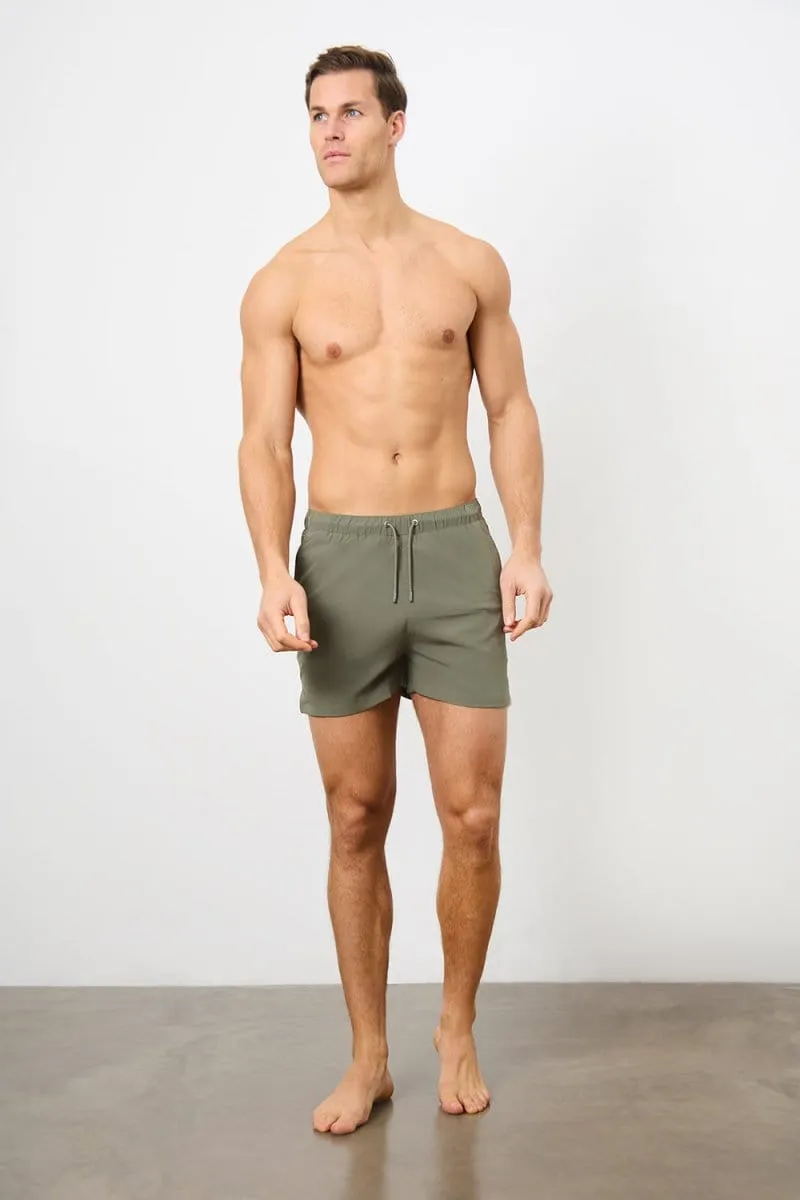 Plain Swim Short in Khaki