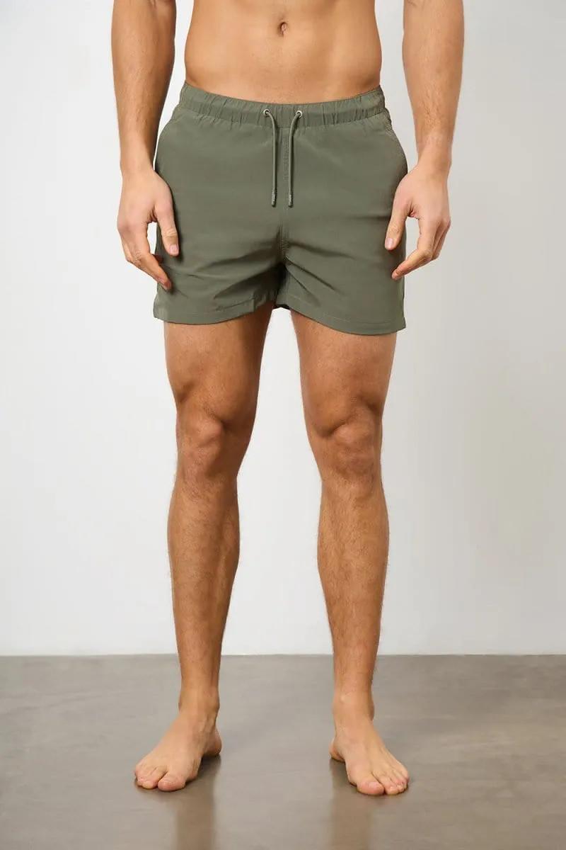 Plain Swim Short in Khaki
