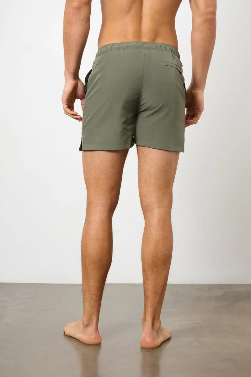Plain Swim Short in Khaki