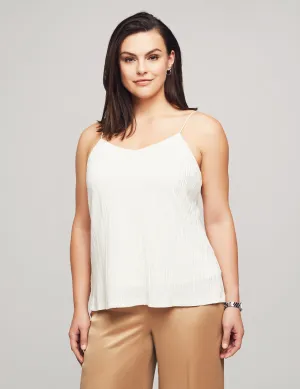 Pleated Knit V-Neck Cami- Sale