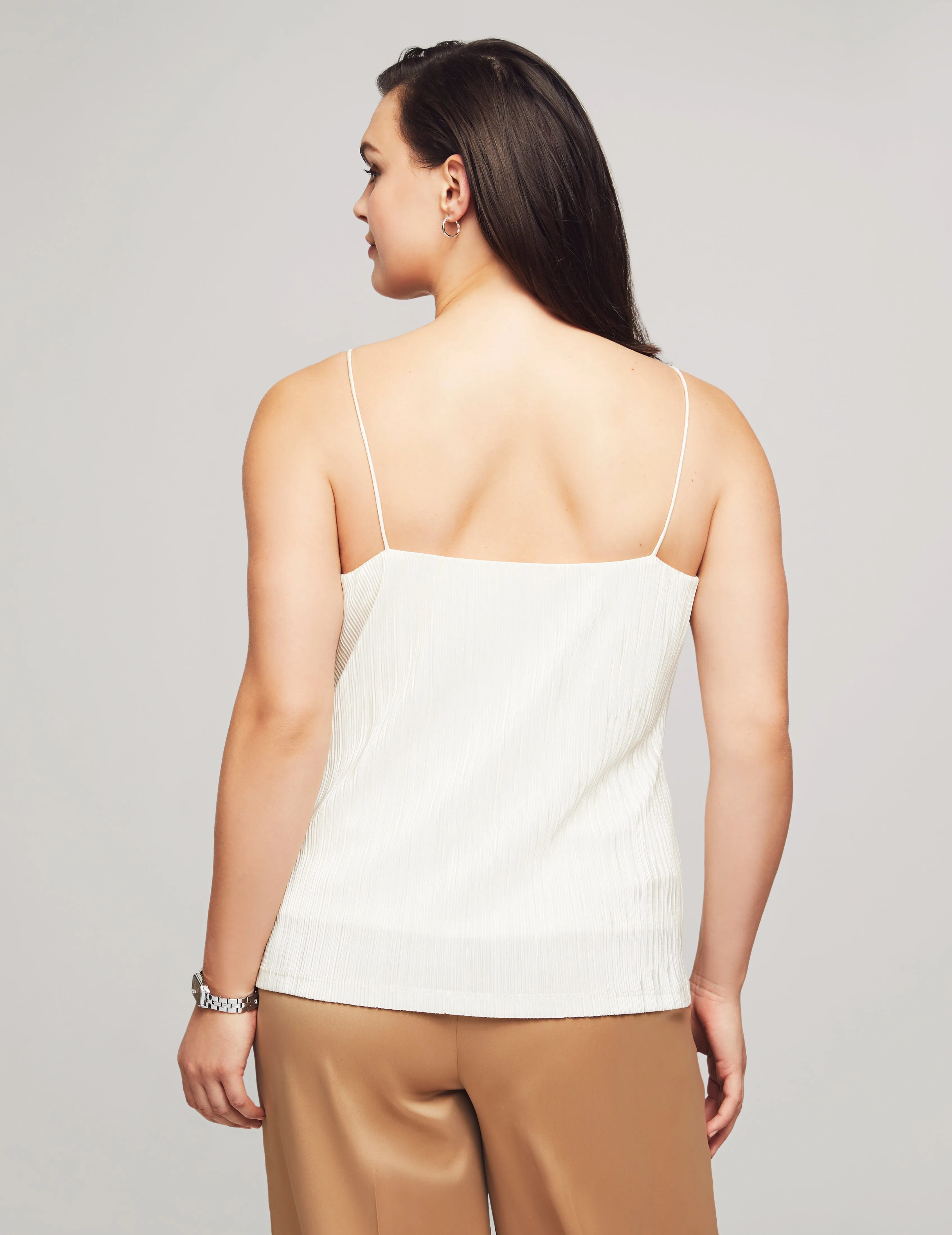 Pleated Knit V-Neck Cami- Sale