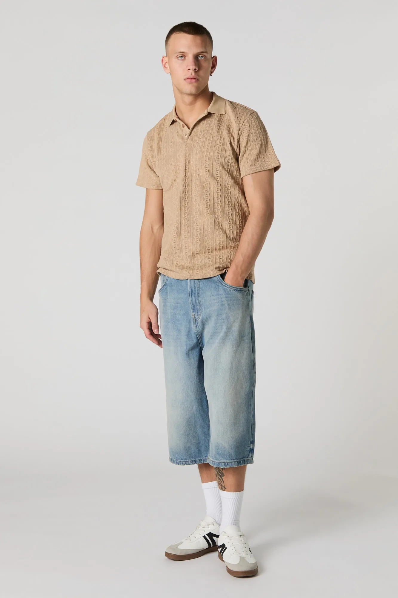 Polo en tricot torsadé