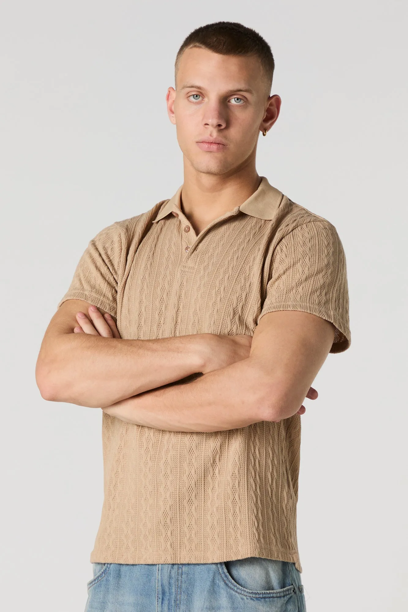 Polo en tricot torsadé
