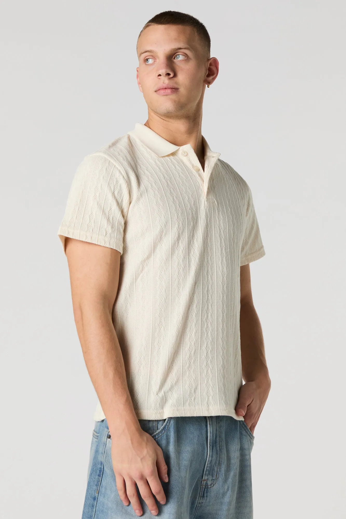 Polo en tricot torsadé