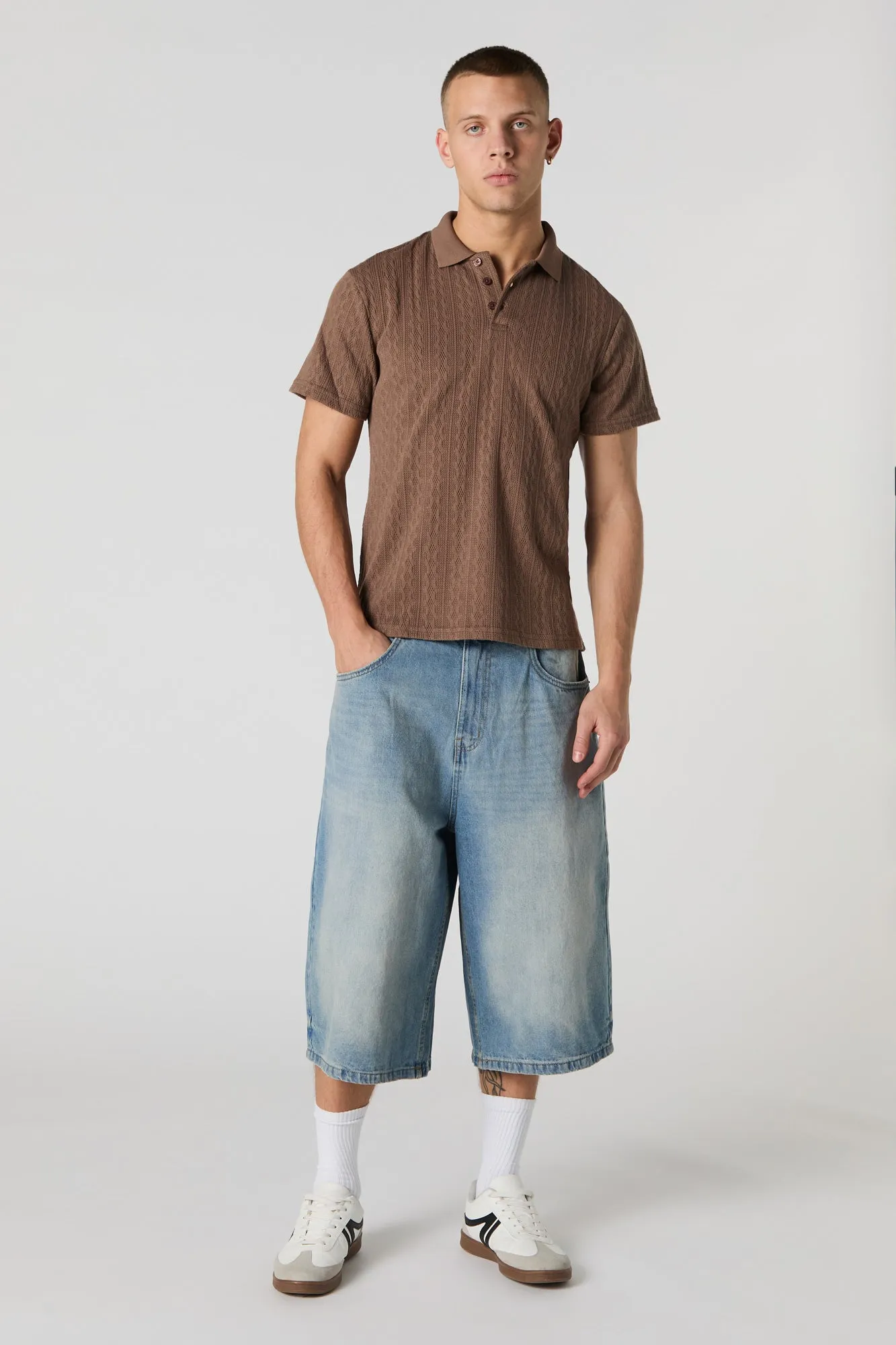 Polo en tricot torsadé