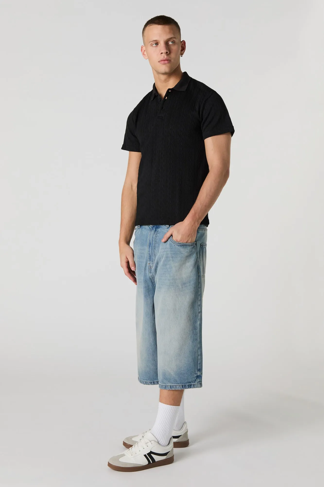 Polo en tricot torsadé
