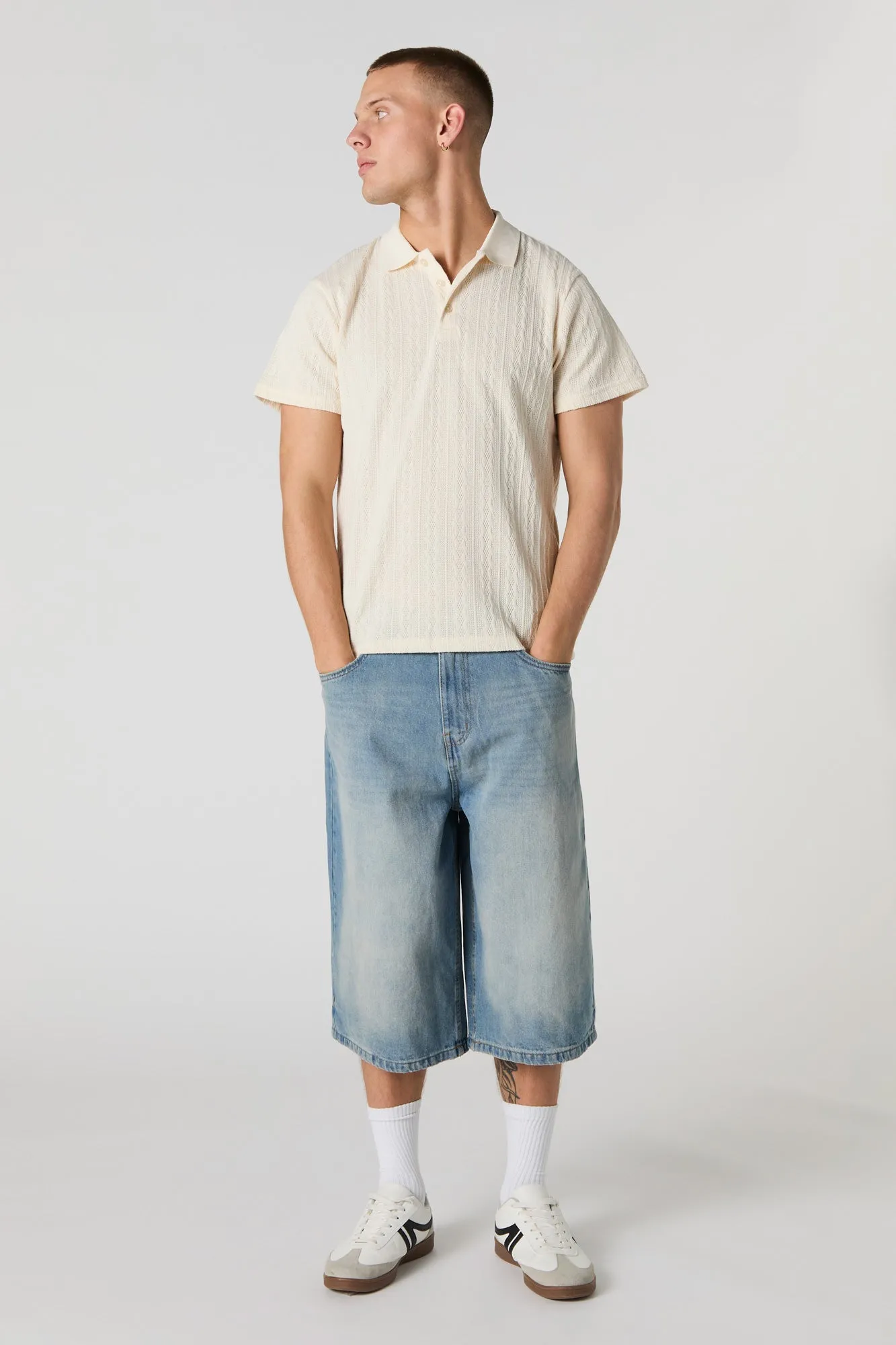 Polo en tricot torsadé