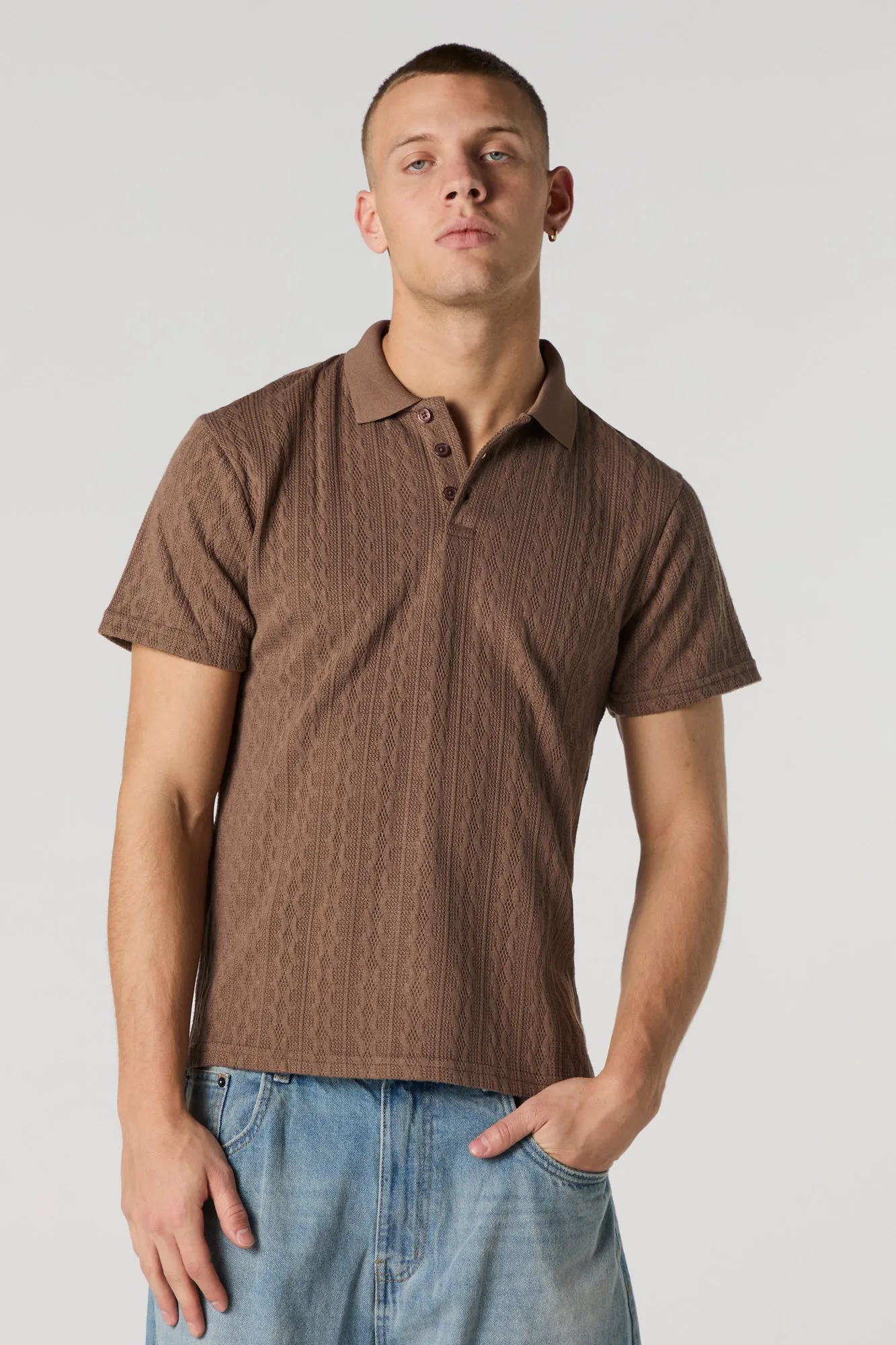 Polo en tricot torsadé