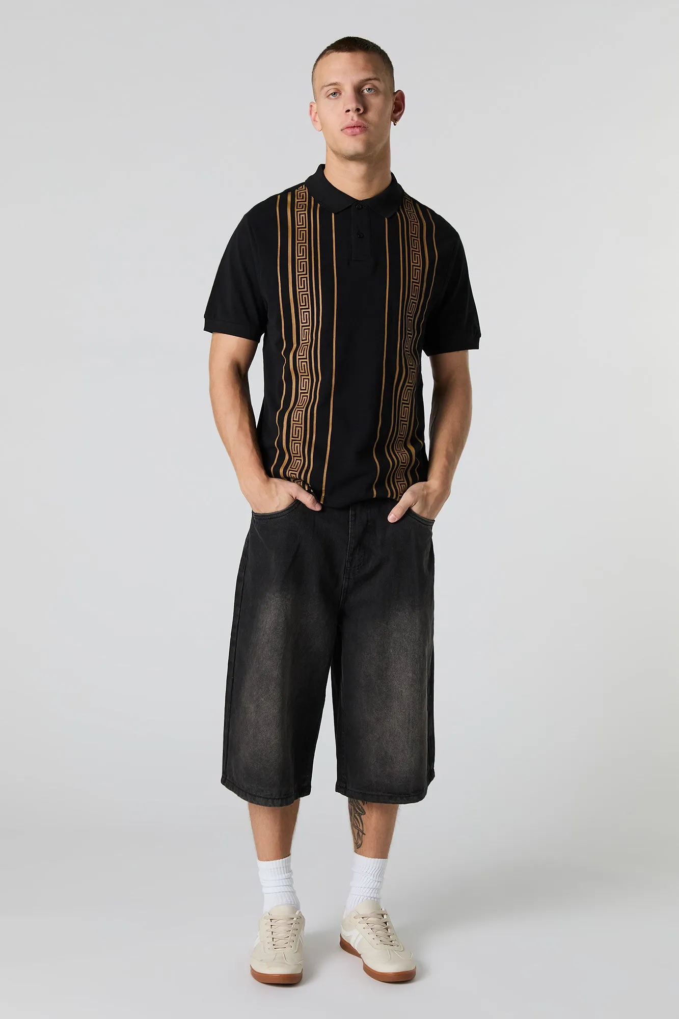Polo rayé à motif géométrique