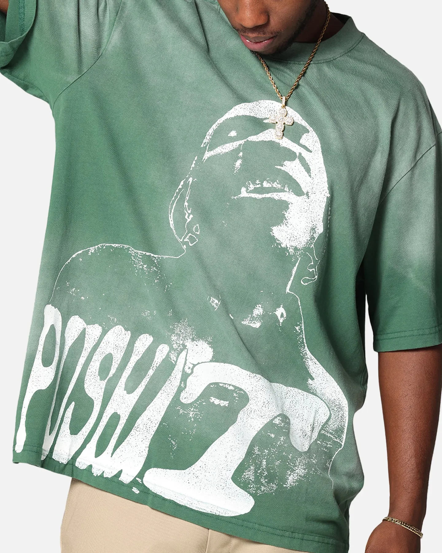 Pusha T Pusha T Hem Vintage T-Shirt Washed Green
