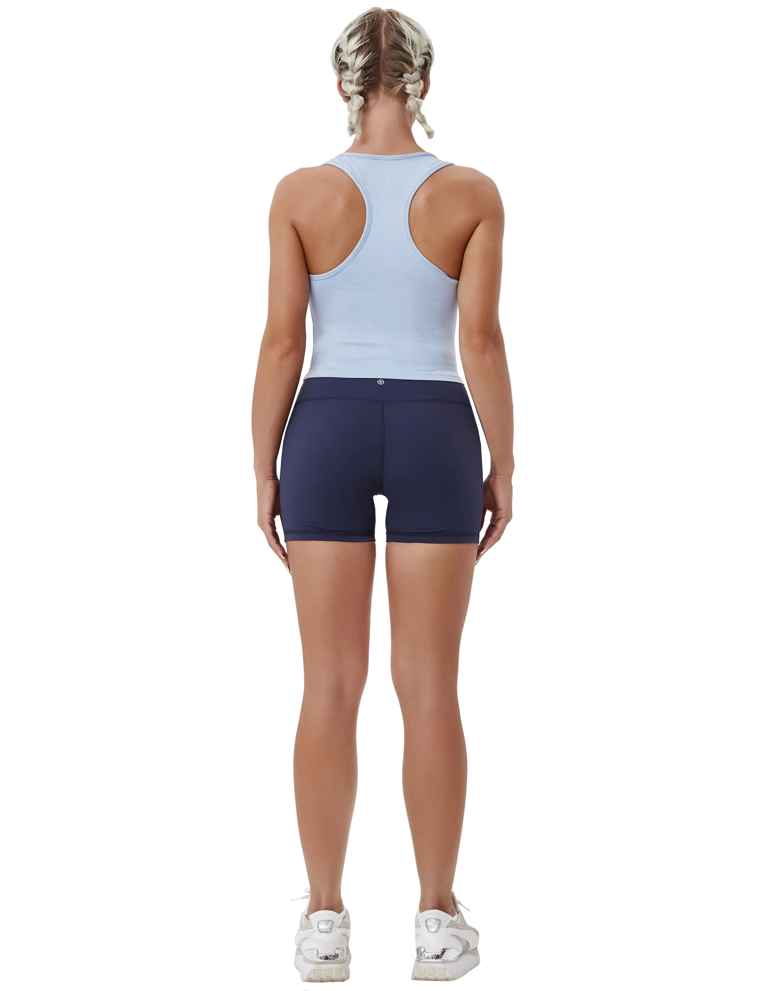 Racerback Athletic Crop Tank Tops heatherblue_Golf