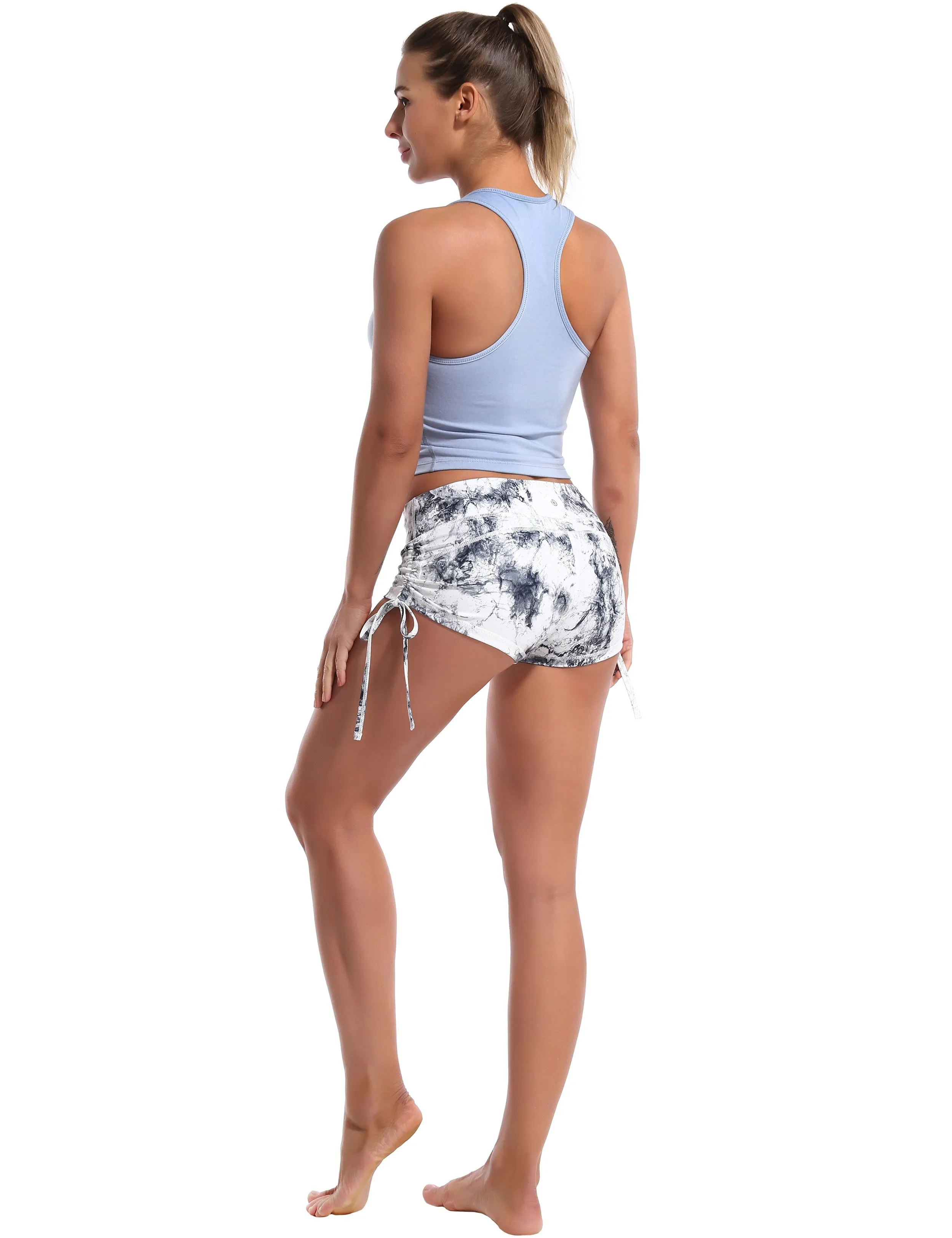 Racerback Athletic Crop Tank Tops heatherblue_Golf