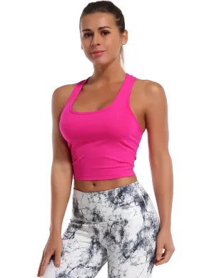 Racerback Athletic Crop Tank Tops magenta_Tall Size